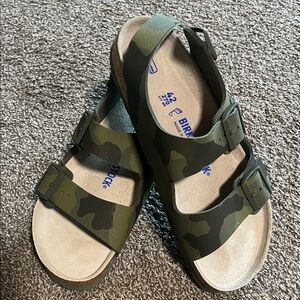 Birkenstock Camouflage Two-Strap Sandals in Olive Green